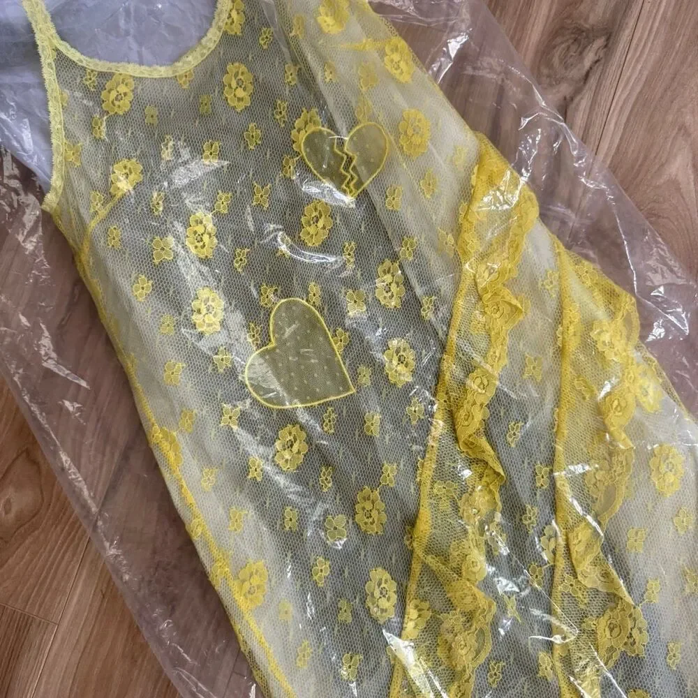 NWT COACH Yellow Ruffle Lace Slip Dress Size 0 $1295 Retail